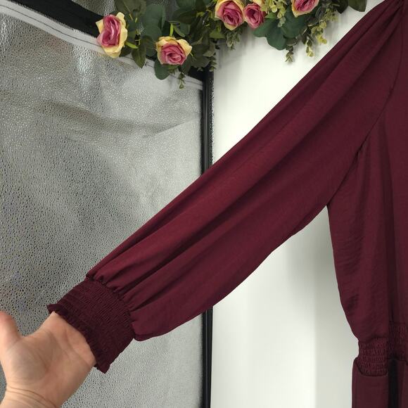 Sam Edelman Burgundy Smocked Plus Size Mini Dress Size 3X NWT - Picture 6 of 11